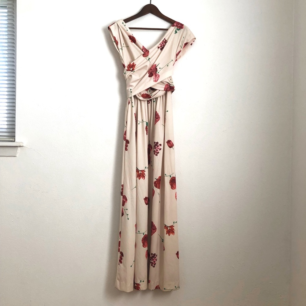 Vintage Rose Cream Maxi Wrap Dress